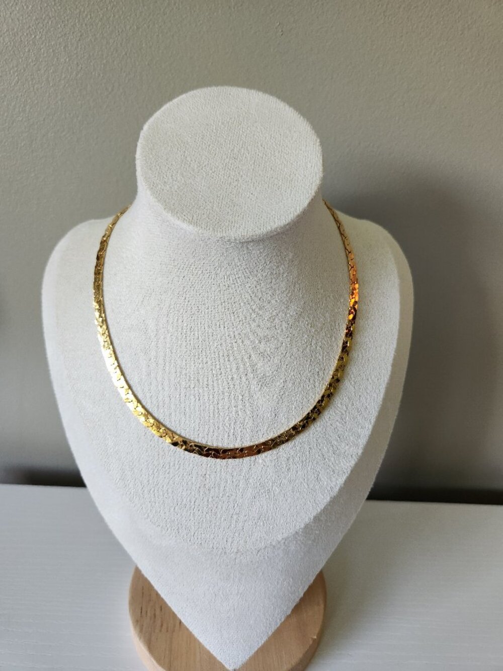 Vintage Monet Hammered Gold Tone Collar Necklace Signed Statement Choker
